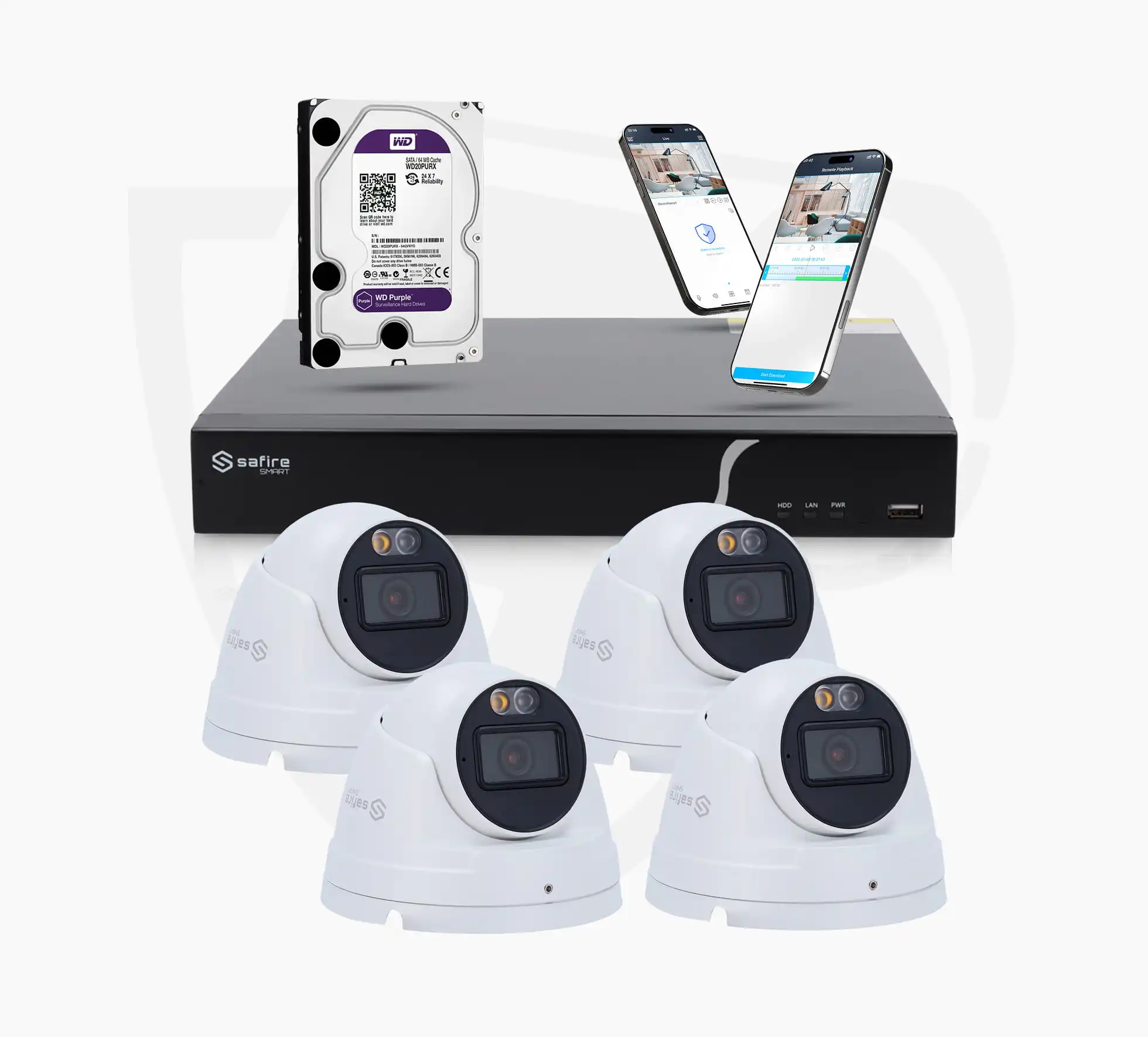 basic-4-dome-kamera-set Basic Set mit 4 Dome-Kameras
