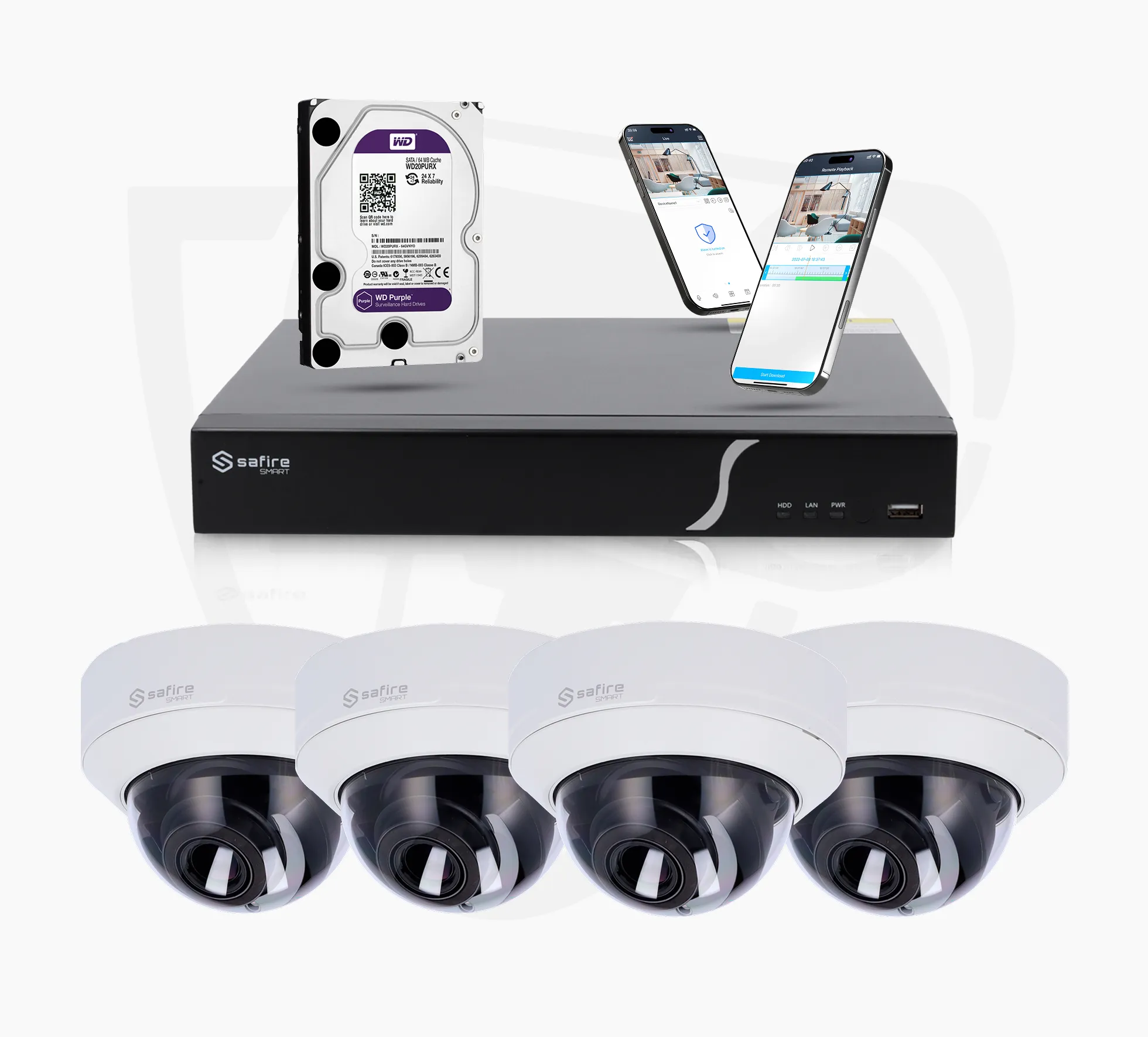 pro-4-dome-kamera-set Pro Set mit 4 Dome-Kameras