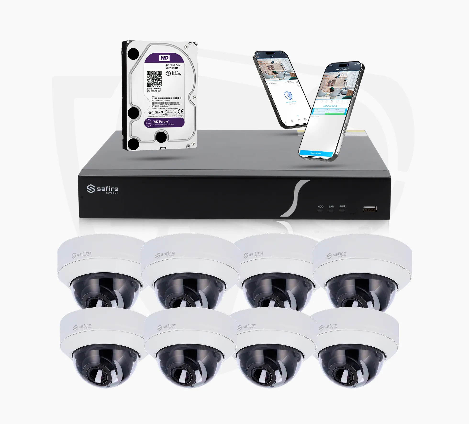 pro-8-dome-kamera-set Pro Set mit 8 Dome-Kameras